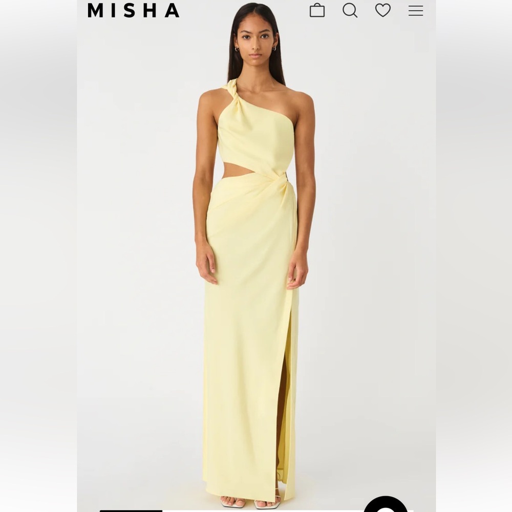 MISHA Collection Kristin One-shoulder Gown Soft Lime -NWT